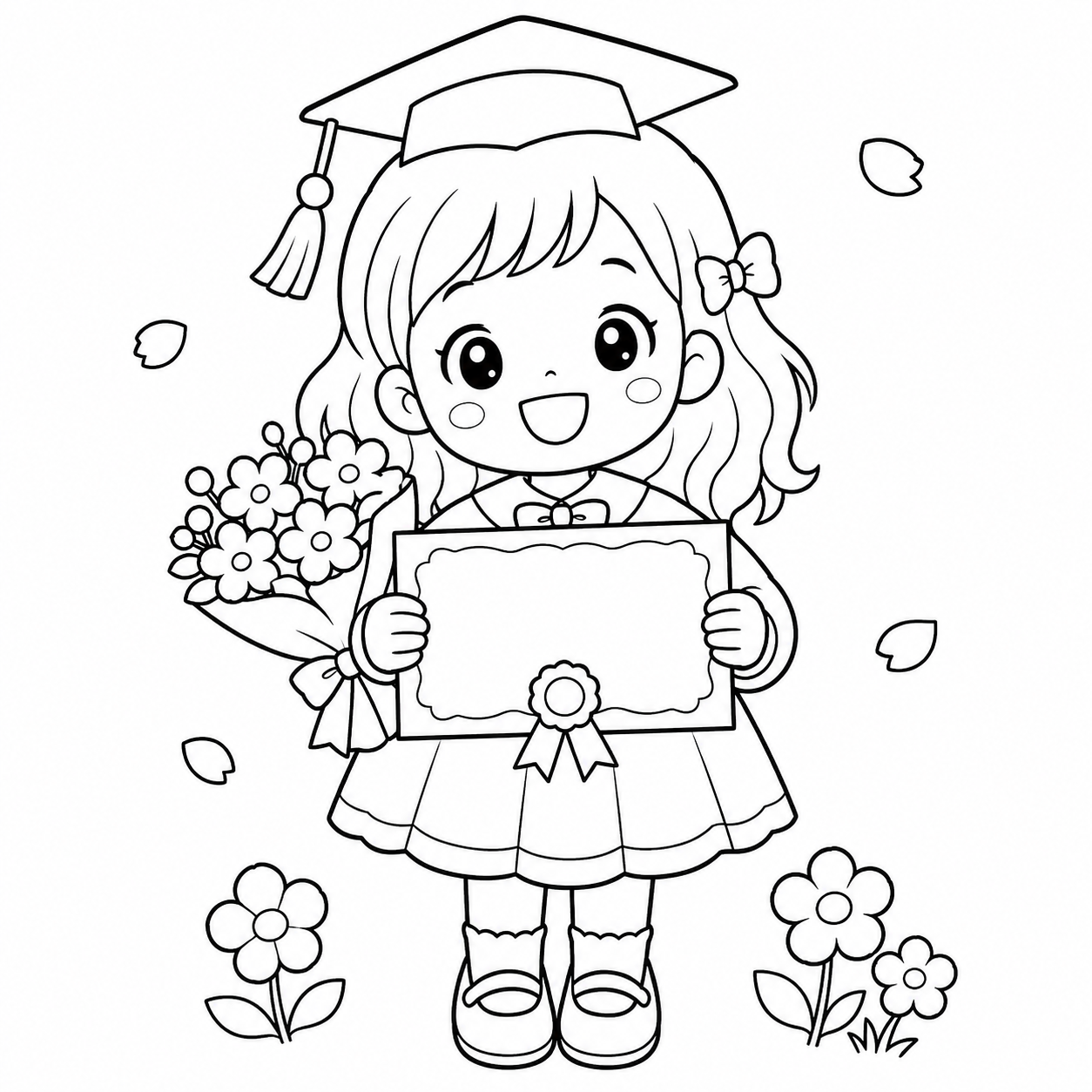 そつえん　おめでとう！の印刷用塗り絵