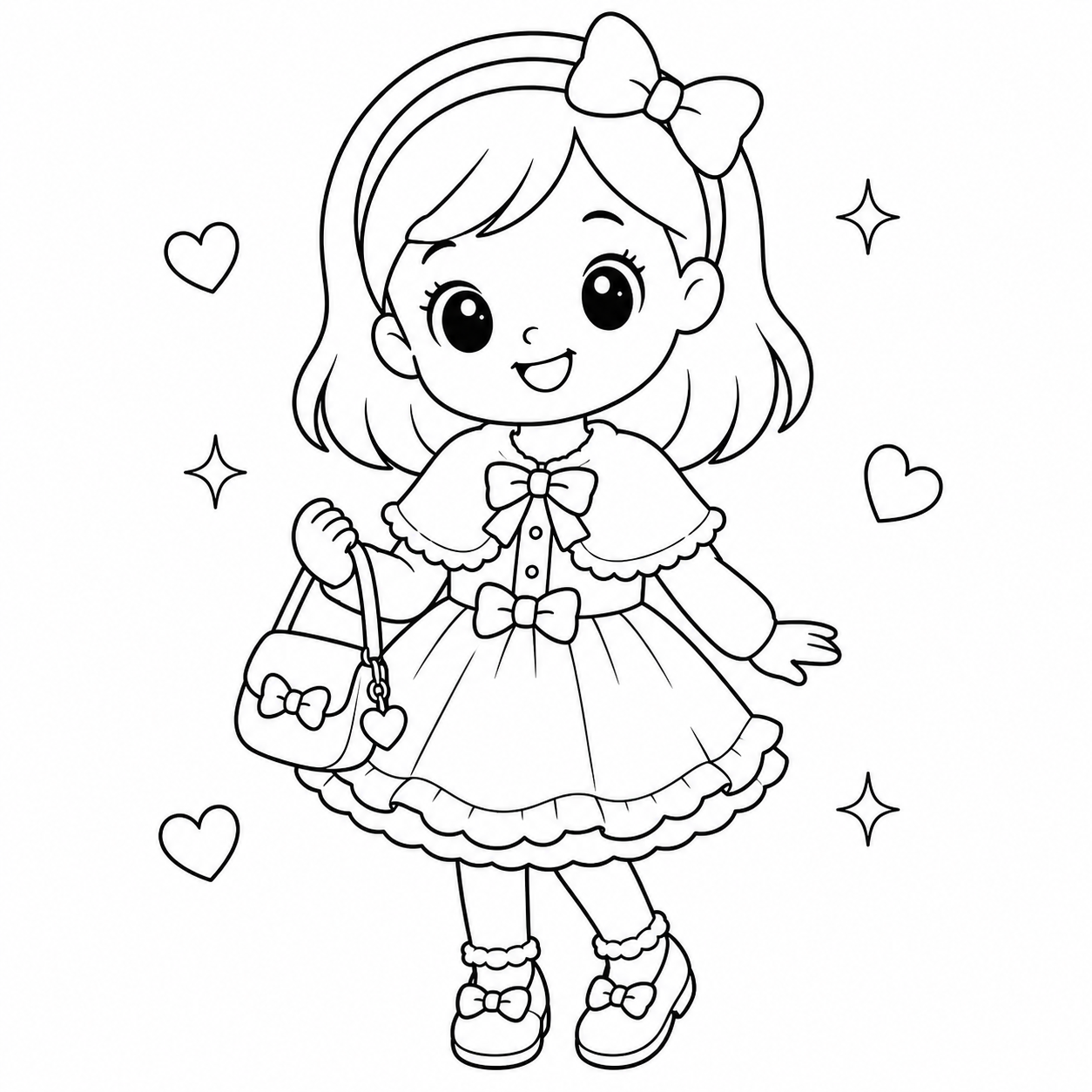 フリルのおんなのこの印刷用塗り絵