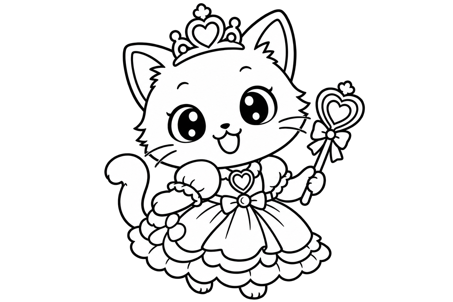 ねこのプリンセスの印刷用塗り絵