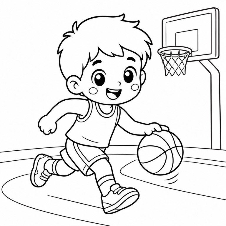 バスケットをする　おとこのこの見本