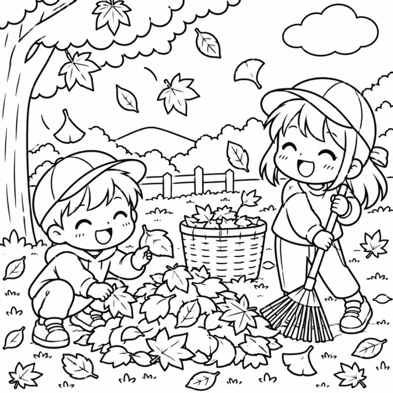 紅葉狩り　落ち葉集めの見本