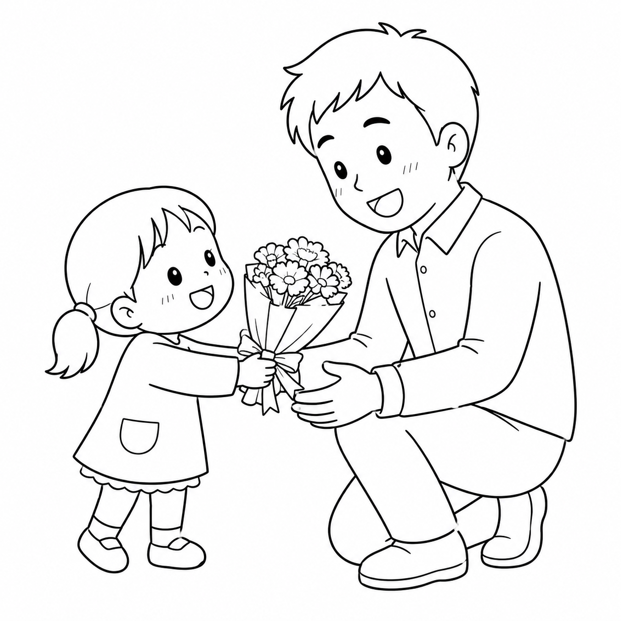 ちちのひ　おとうさん　ありがとうの印刷用塗り絵