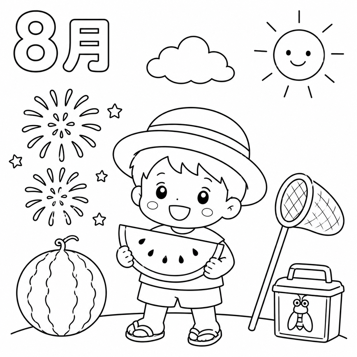 ぜんりょくのなつ！の印刷用塗り絵
