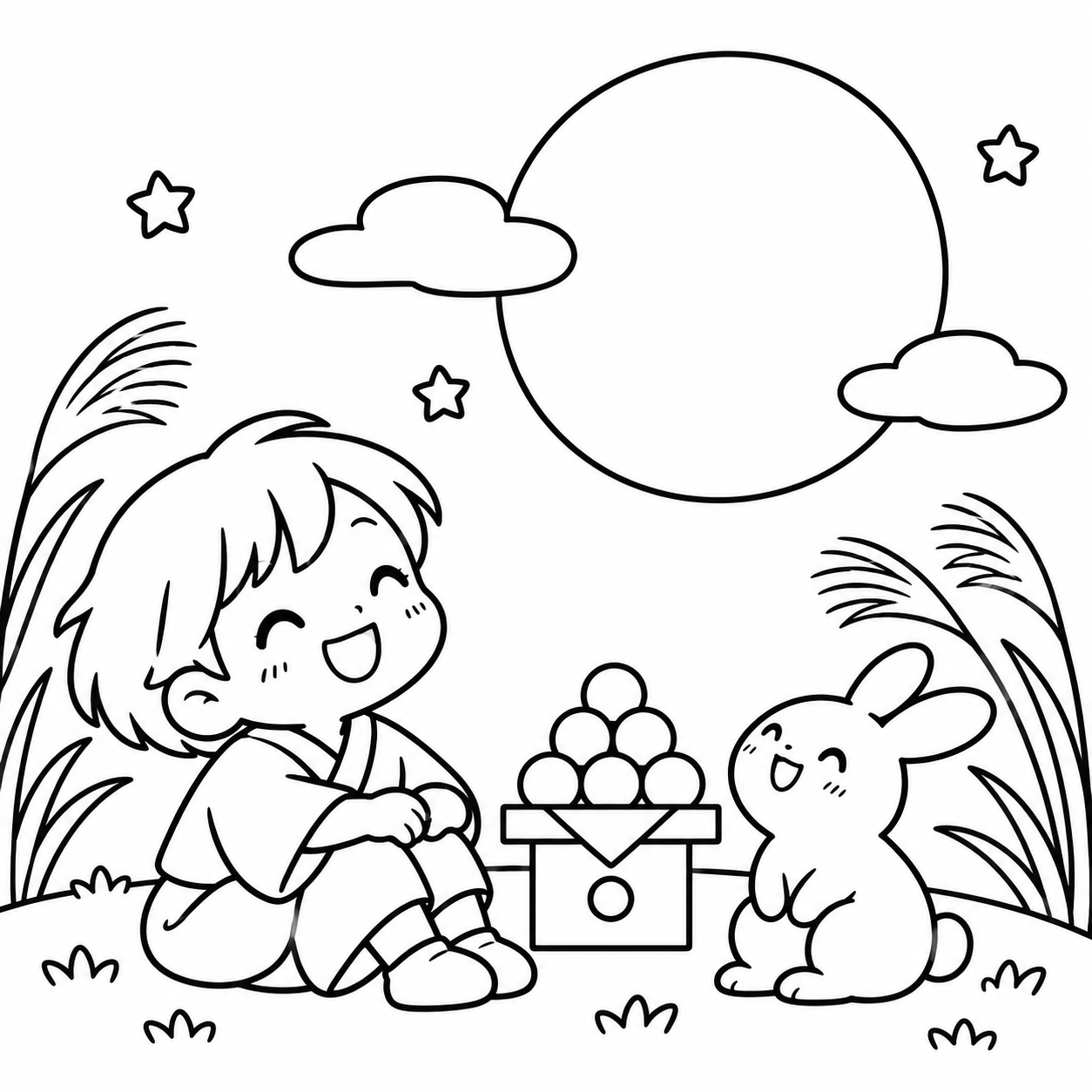 おつきみの印刷用塗り絵
