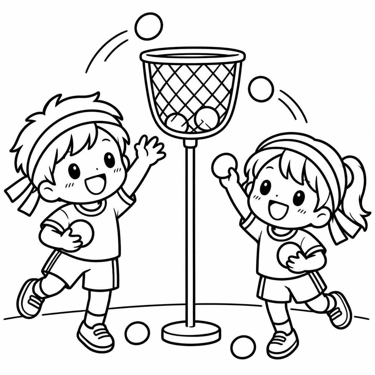 うんどうかい　たまいれの印刷用塗り絵