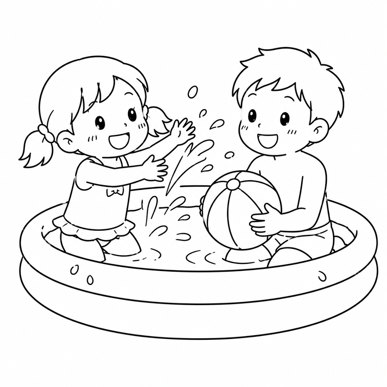 みずあそびの印刷用塗り絵