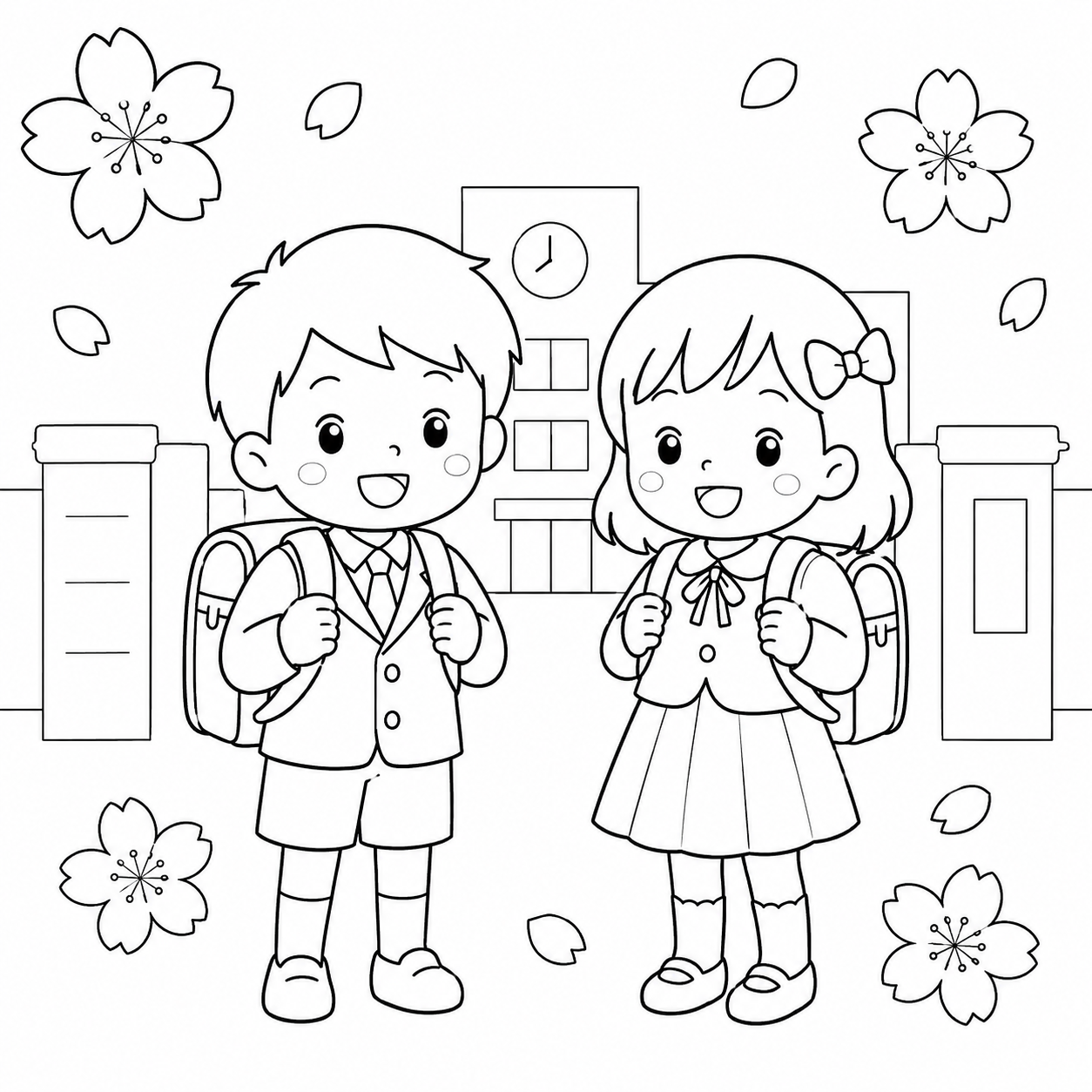 にゅうがくしきの印刷用塗り絵