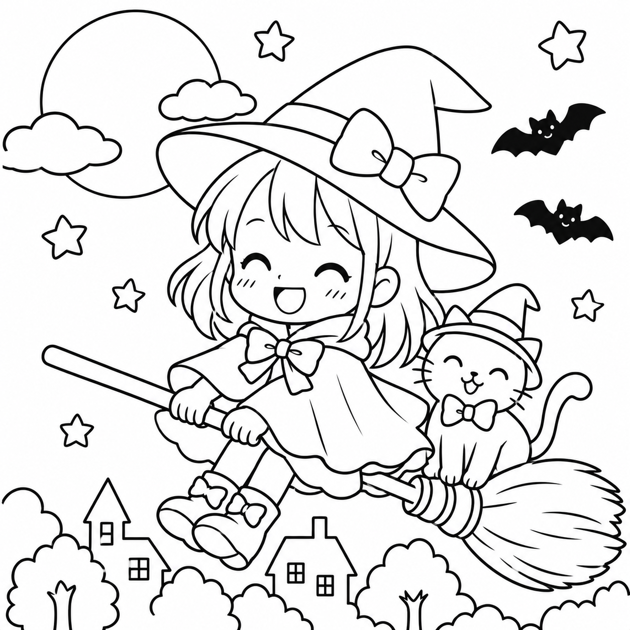 ハロウィン　おんなのこ　３の印刷用塗り絵
