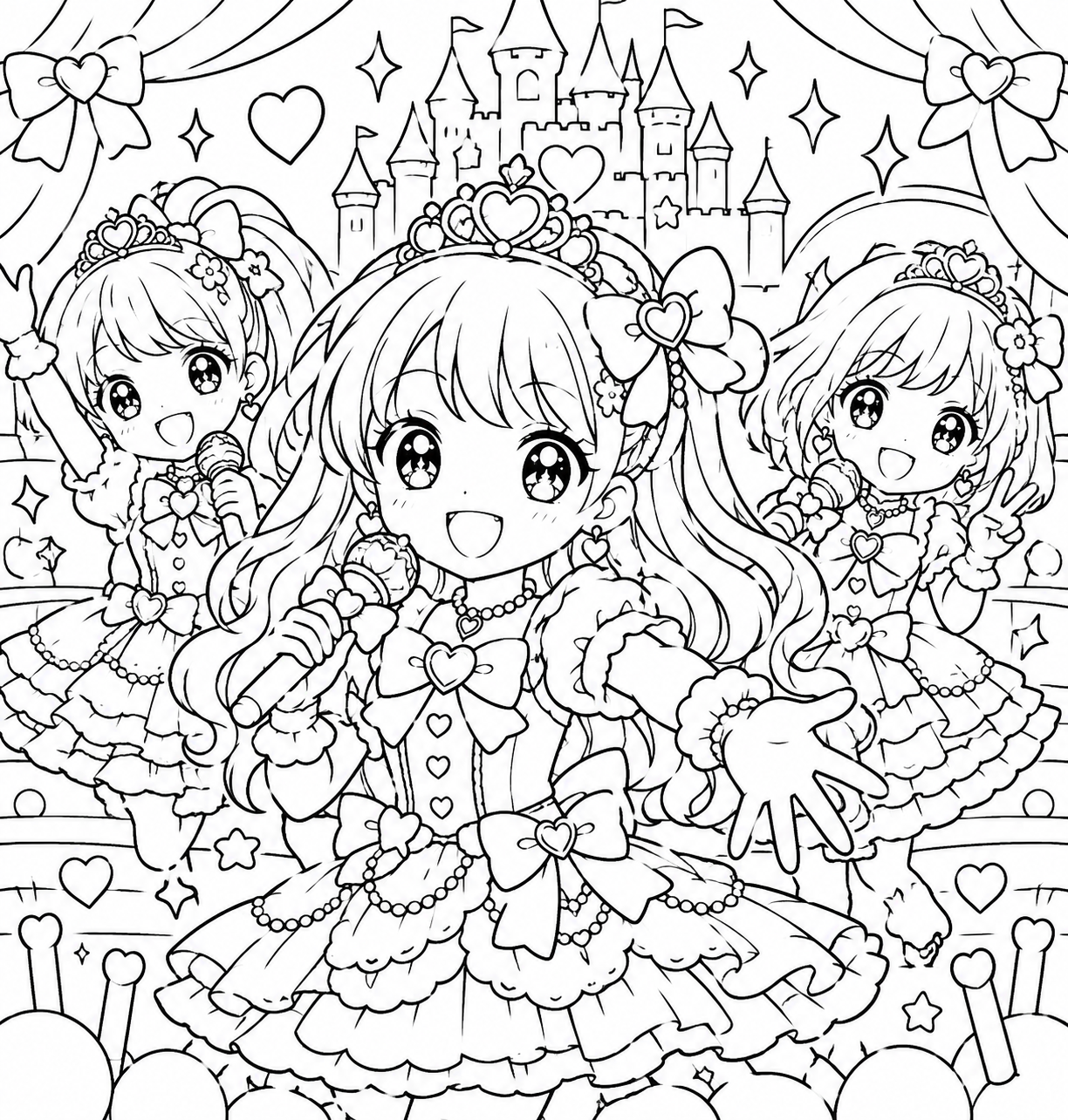 みんなのあこがれ　プリンセスのアイドルの印刷用塗り絵