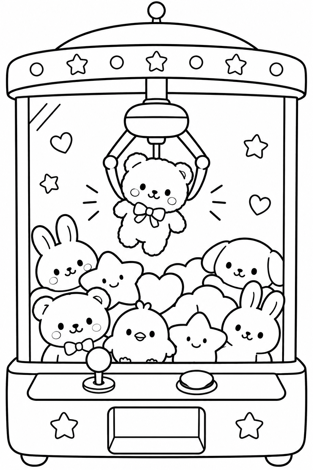 クレーンゲームでほしいのとれるかな？の印刷用塗り絵