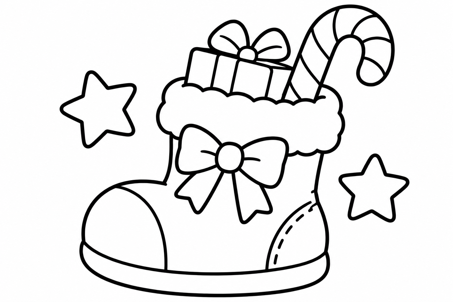 ぬって飾ろう　クリスマスブーツの印刷用塗り絵
