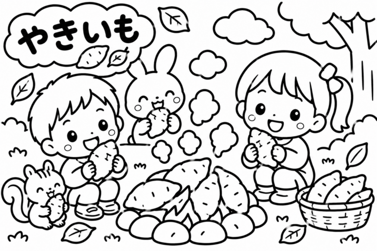 やきいもたいかい　やっきいもやっきいも　おなかはグーの見本